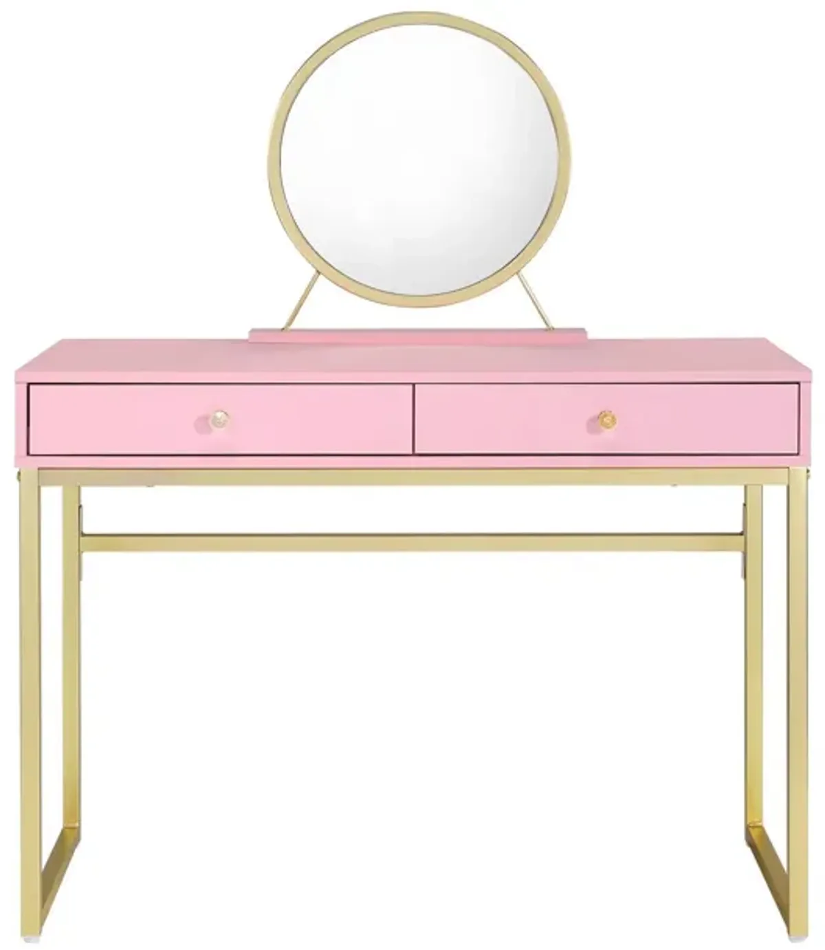 Mirrored Two Drawer Dresser - Pink