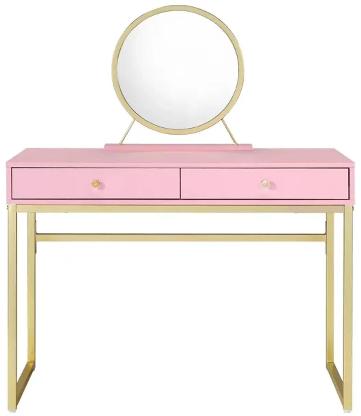 Mirrored Two Drawer Dresser - Pink