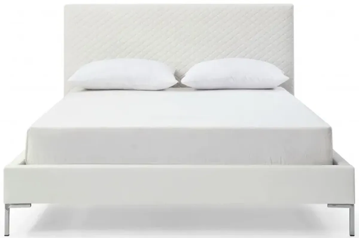 Queen Size Upholstered Faux Leather Bed Frame - White