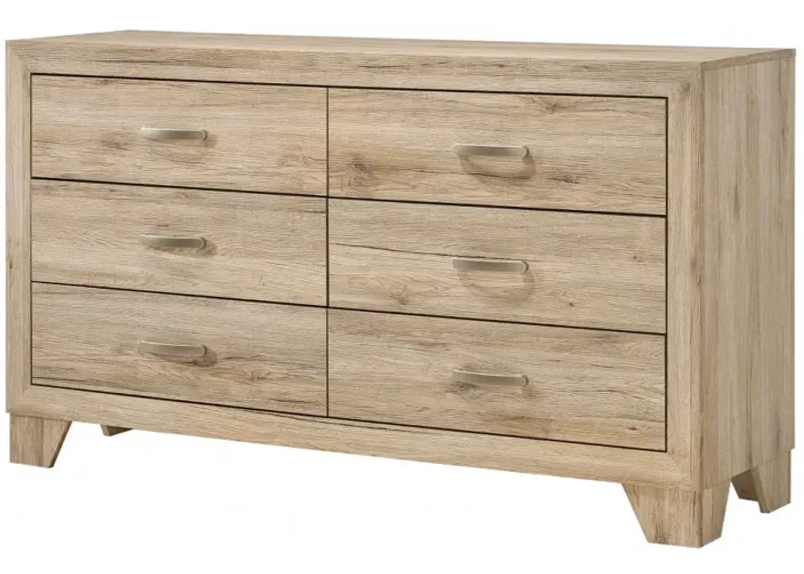 Six Drawer Double Dresser - Natural Brown