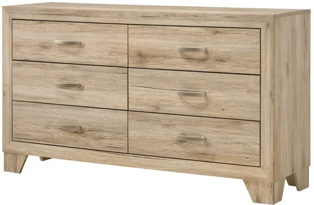 Six Drawer Double Dresser - Natural Brown