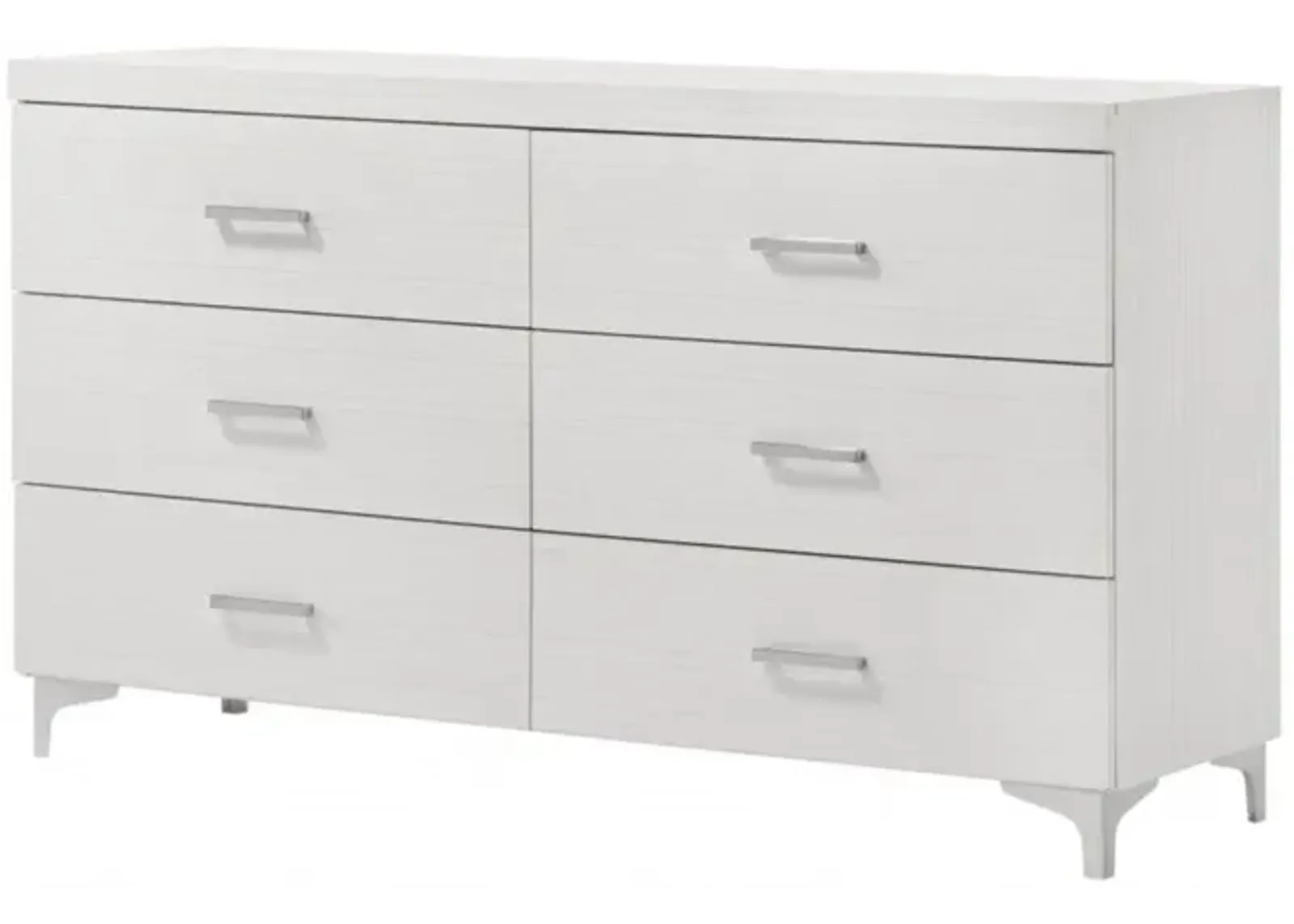 Six Drawer Double Dresser, Wooden - White