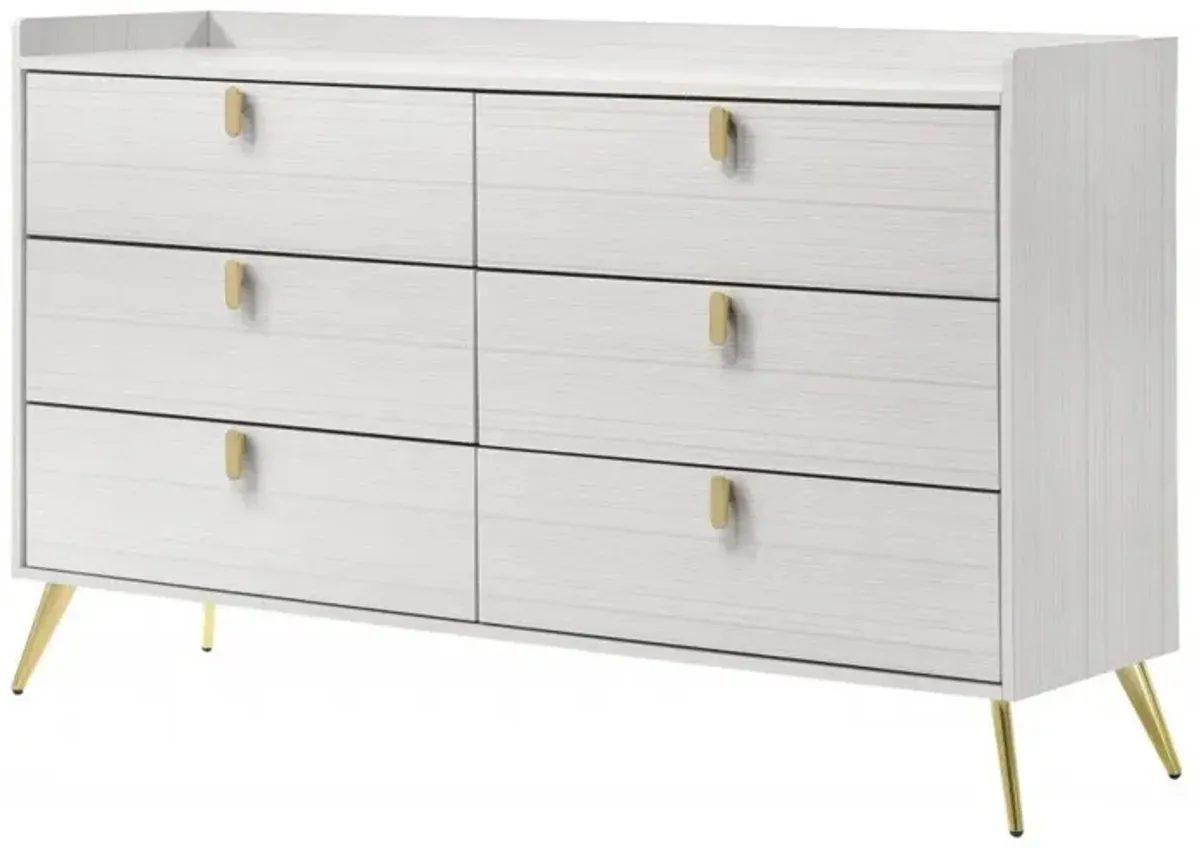 6 Drawer Double Dresser - White