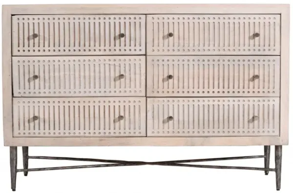 Solid Wood Six Drawer Double Dresser - Brushed Ivory