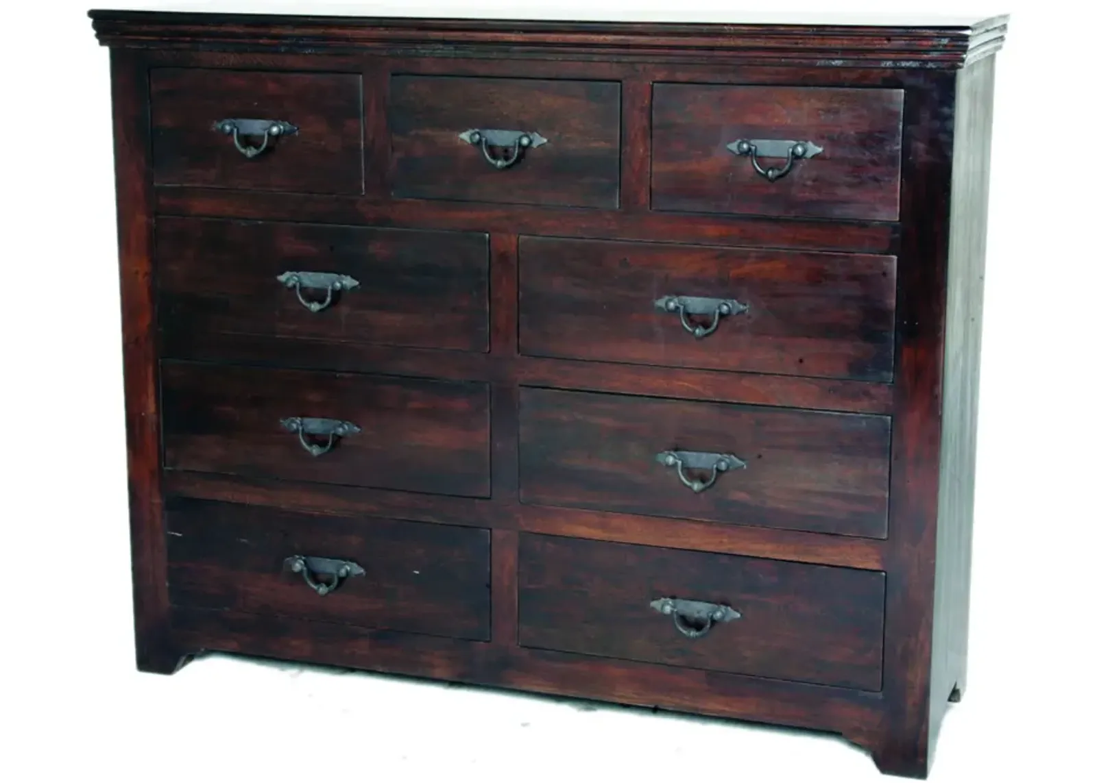 Distressed Solid And Reclaimed Wood Nine Drawer Double Dresser - Brown