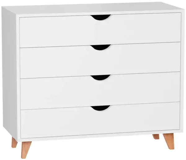 Solid Wood Four Drawer Dresser - White