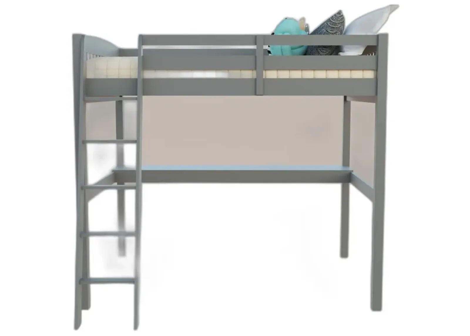 Solid Wood Full Double Size Loft Bed with Desk and Storage - Gray