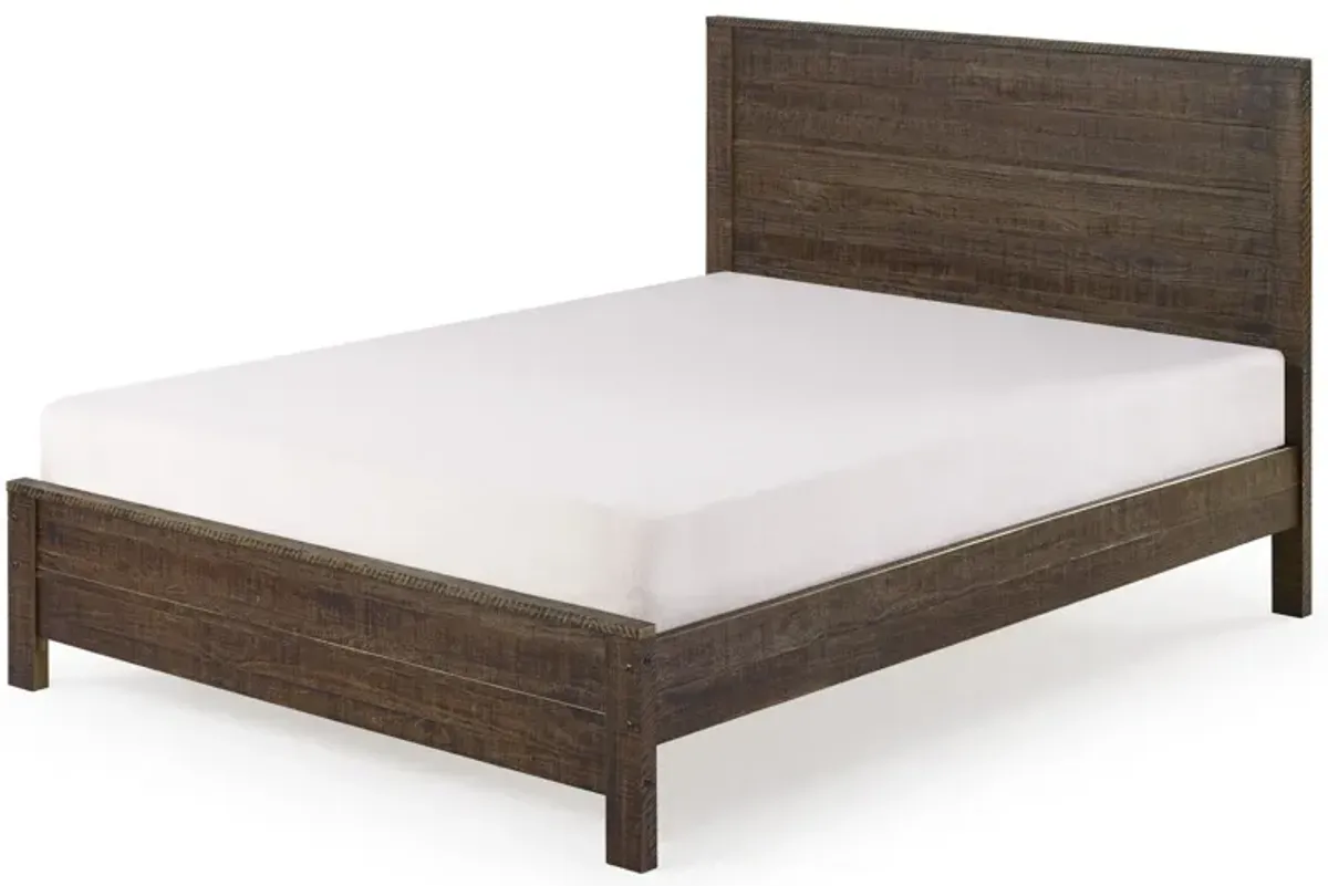 Solid Wood Queen Bed Frame - Dark Brown