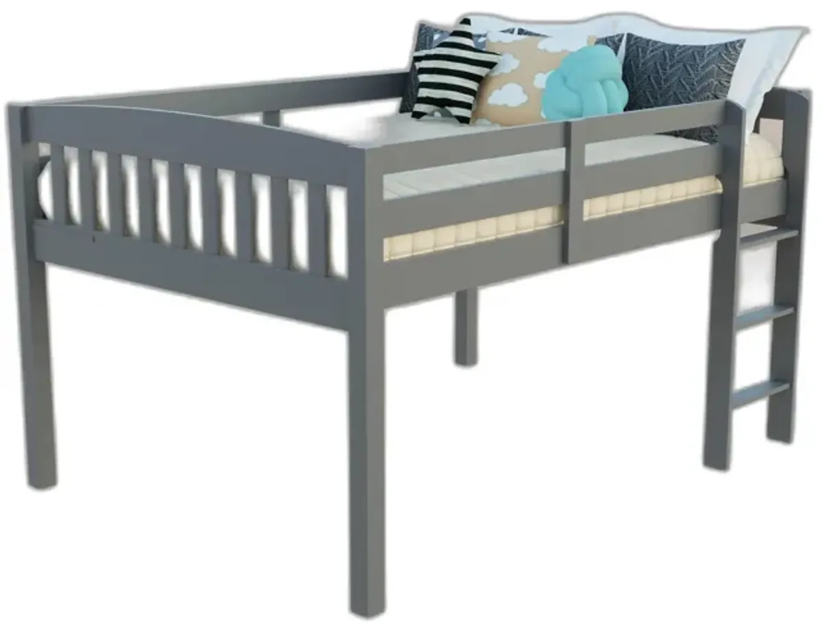 Solid Wood Twin Size Low Loft Bed - Gray