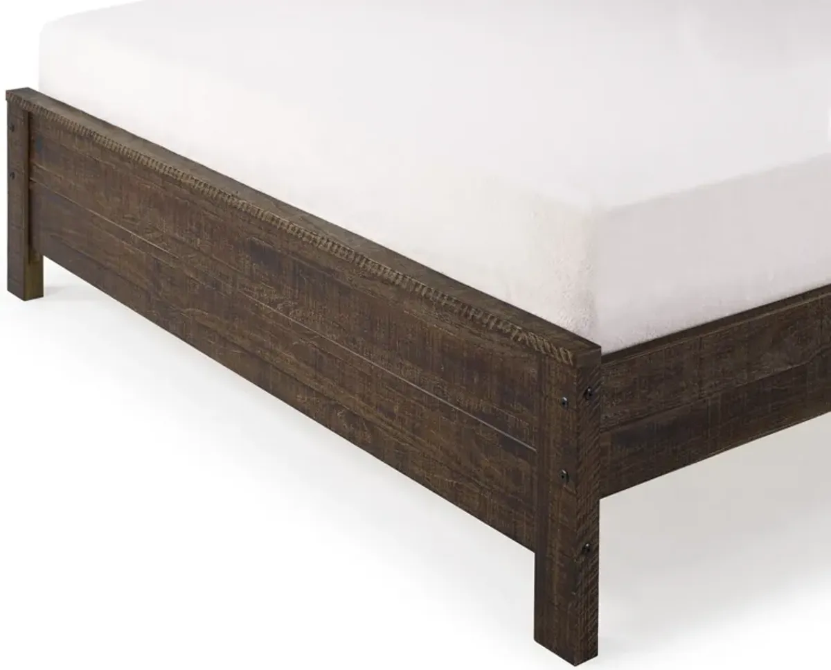 Solid Wood Twin Bed Frame - Dark Brown