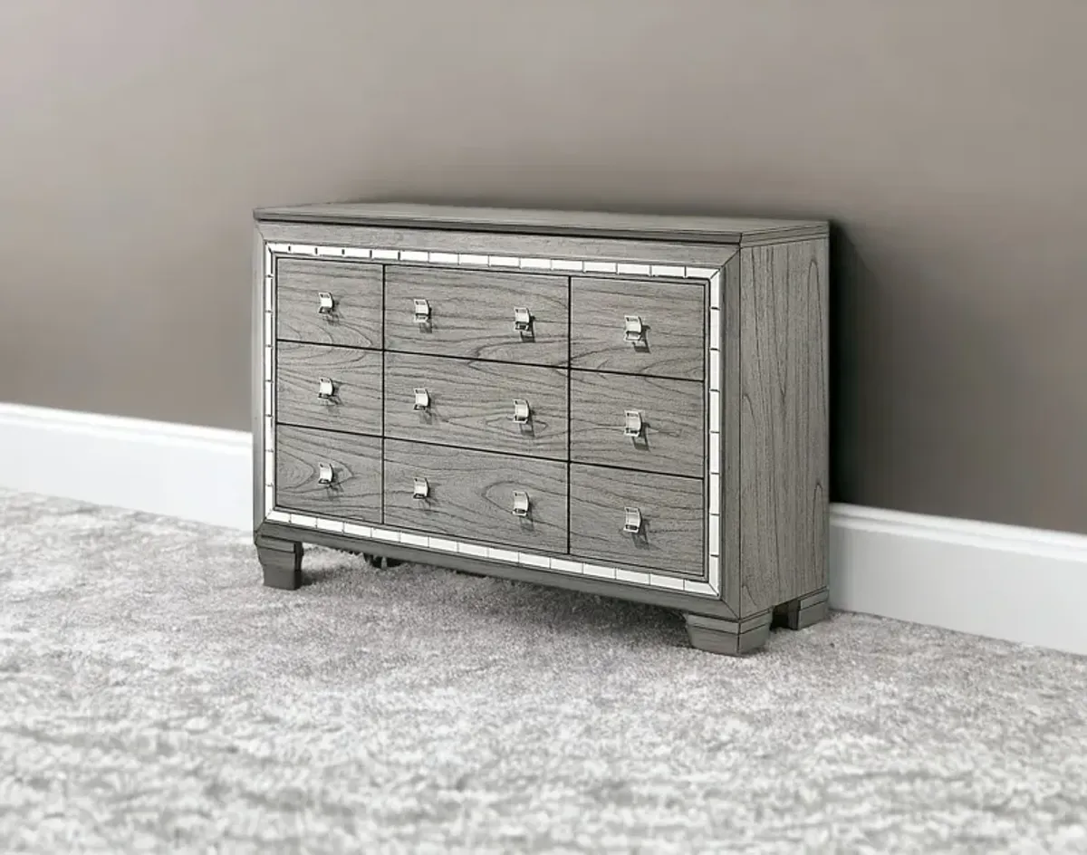 Solid Wood Nine Drawer Triple Dresser - Light Gray