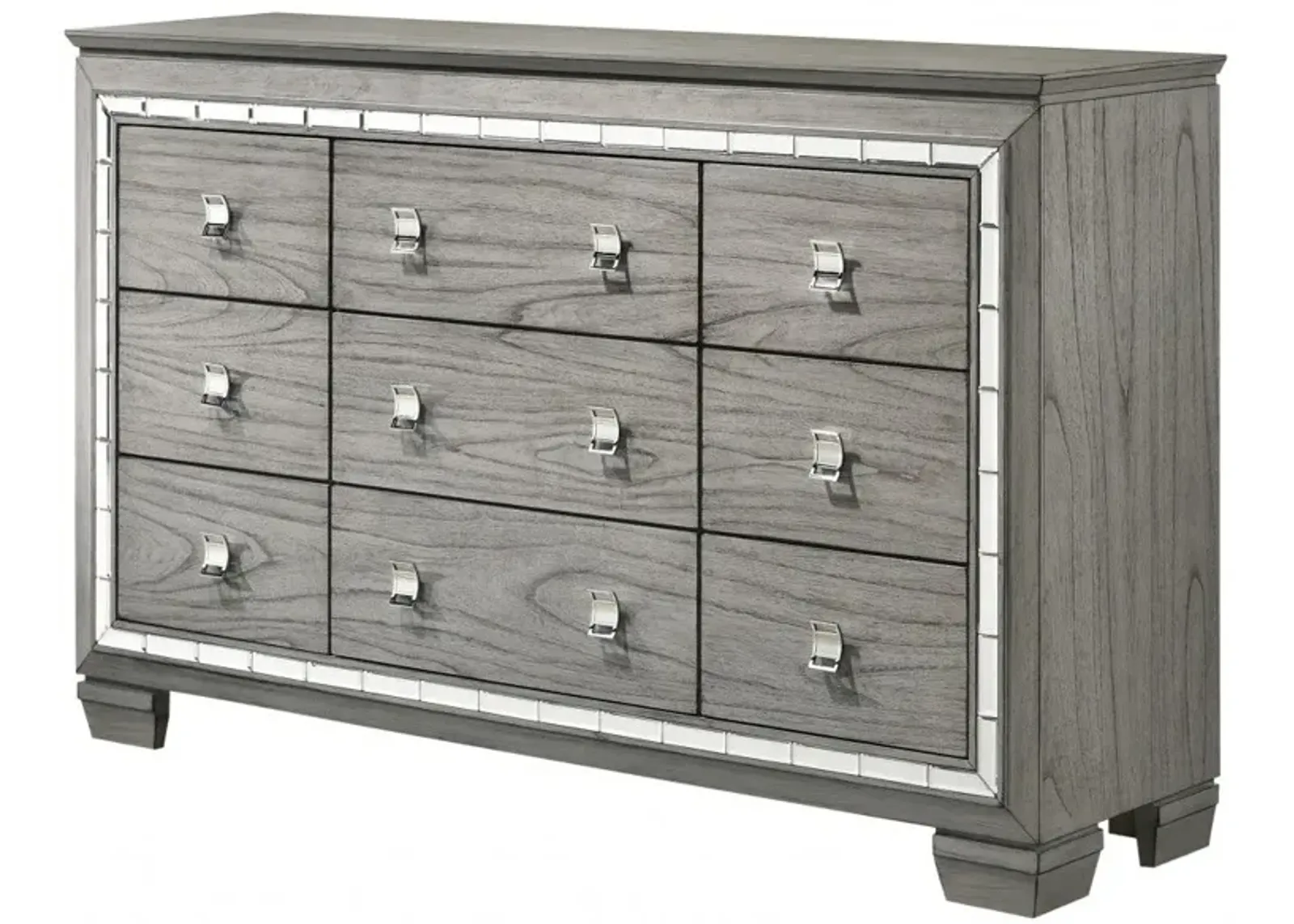 Solid Wood Nine Drawer Triple Dresser - Light Gray