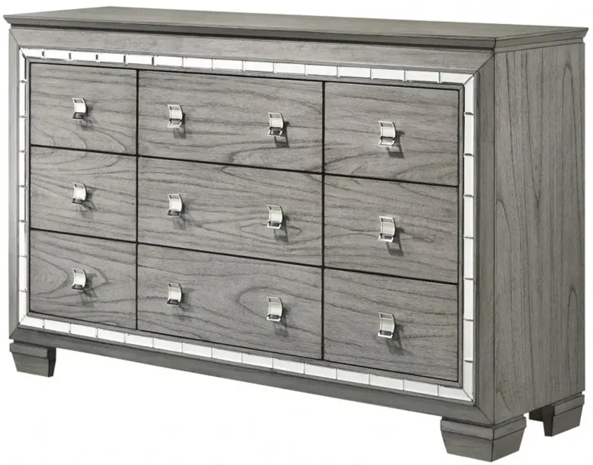 Solid Wood Nine Drawer Triple Dresser - Light Gray