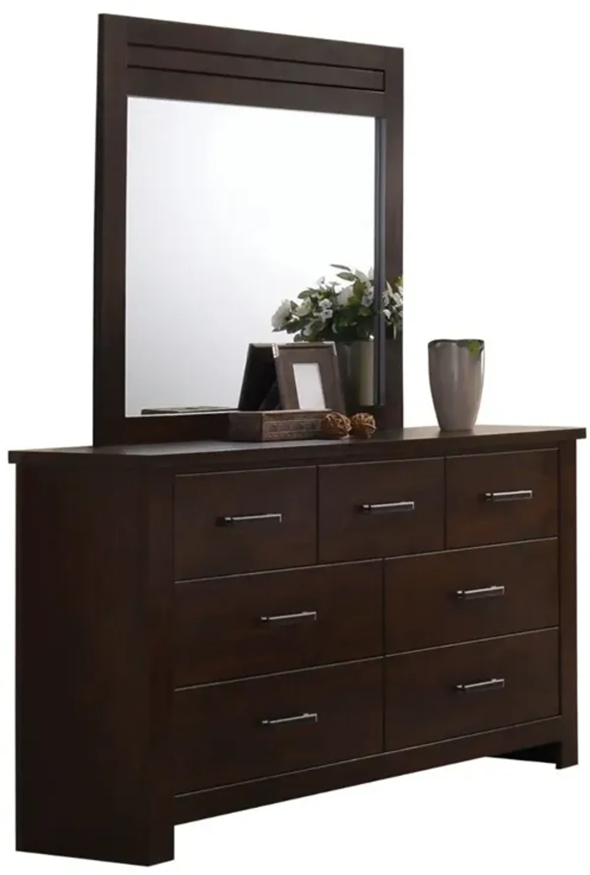 Seven Drawer Double Dresser - Mahogany