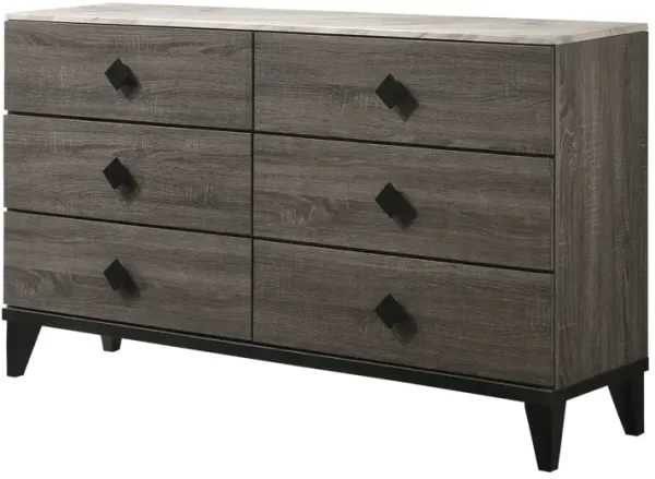 6 Drawer Double Dresser - Gray