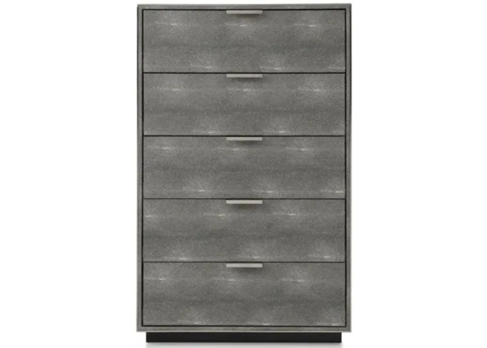 Solid Wood And Stainless Steel Five Drawer Chest - Gray