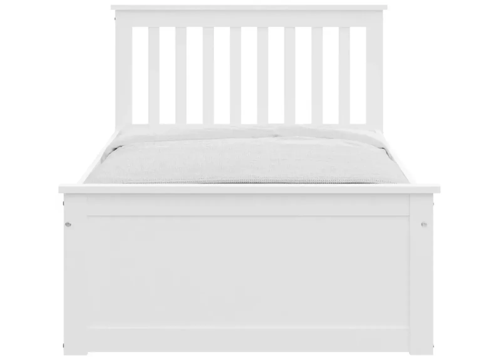 Solid Wood Twin Bed With Pull Out Trundle - White