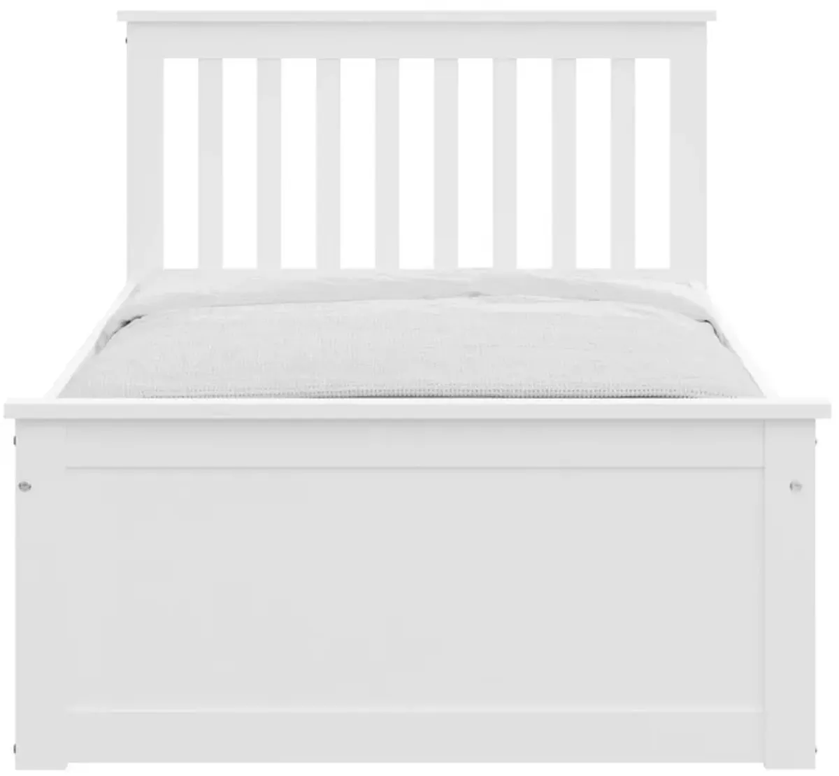 Solid Wood Twin Bed With Pull Out Trundle - White