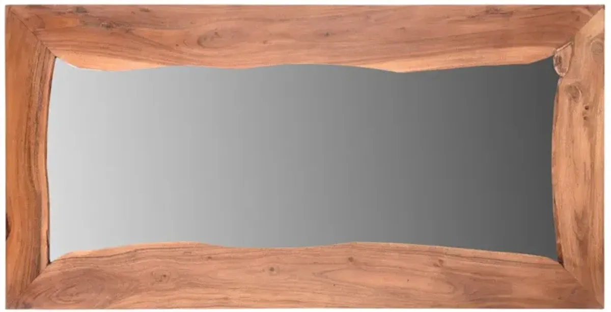 24" Solid Wood Framed Accent Mirror - Brown