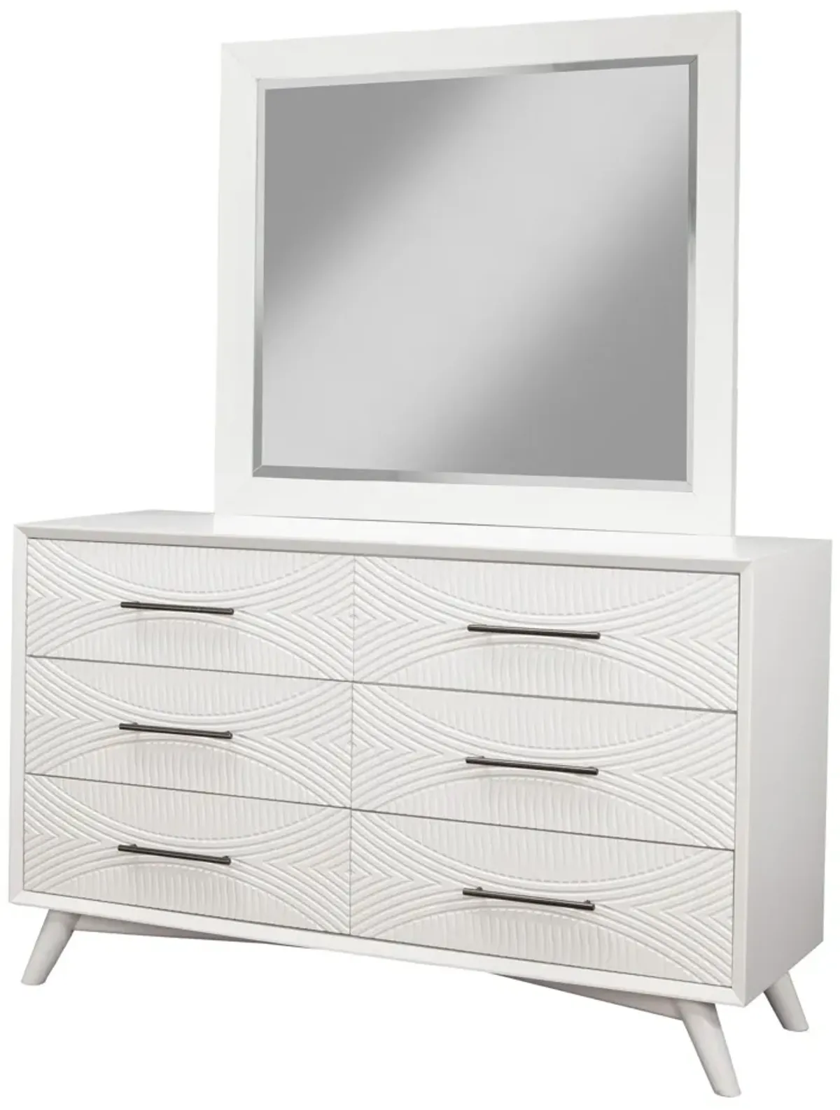 Solid Wood 6 Drawer Double Dresser - White
