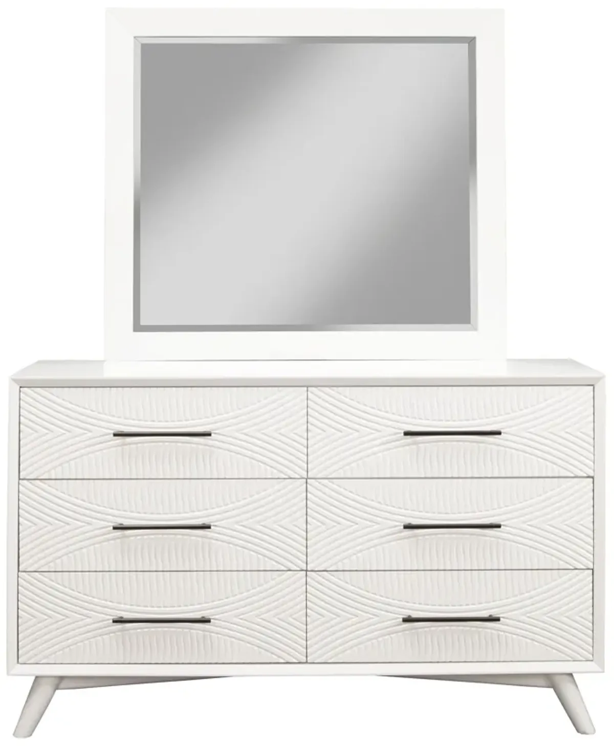 Solid Wood 6 Drawer Double Dresser - White