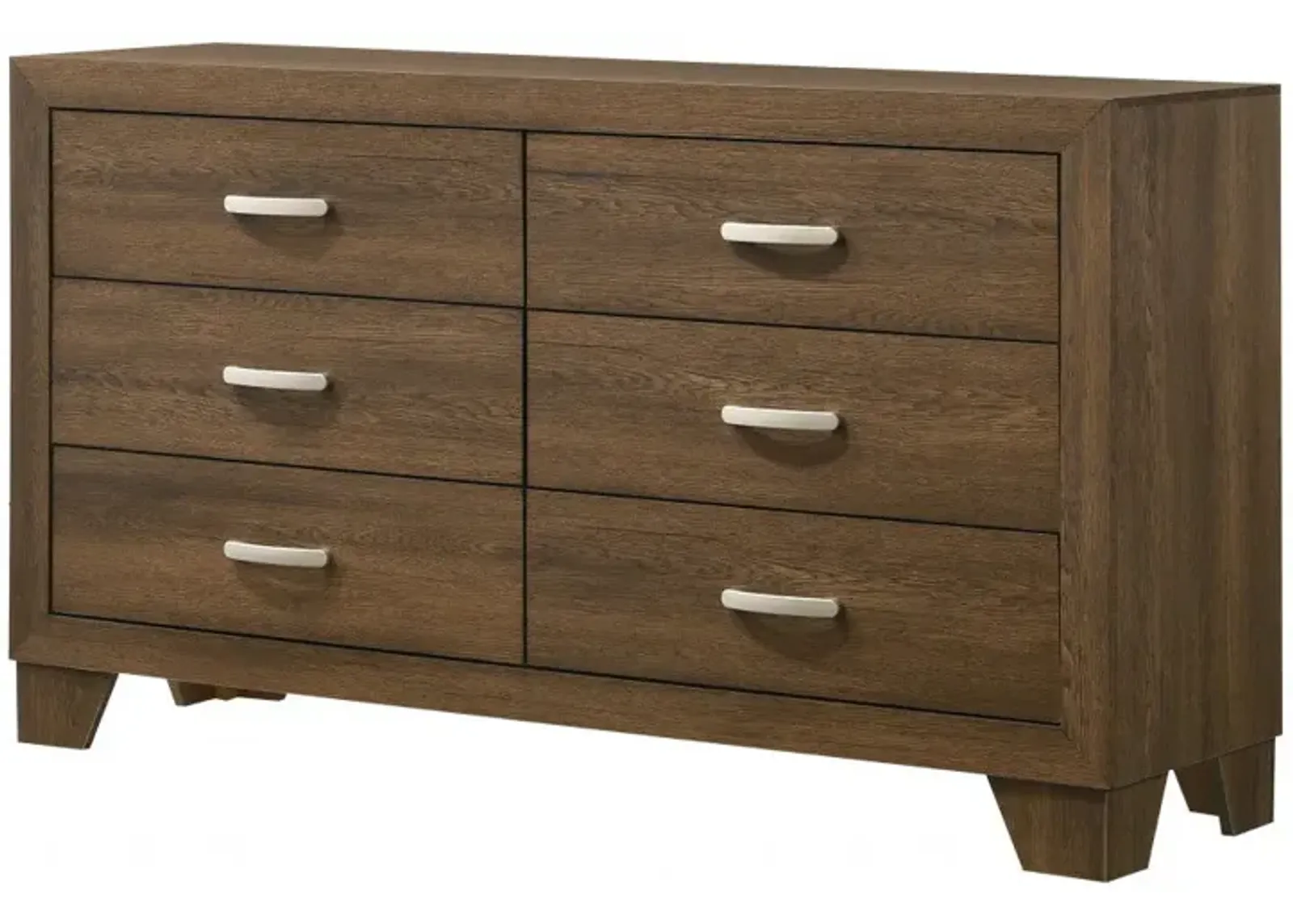 Six Drawer Wooden Double Dresser - Brown