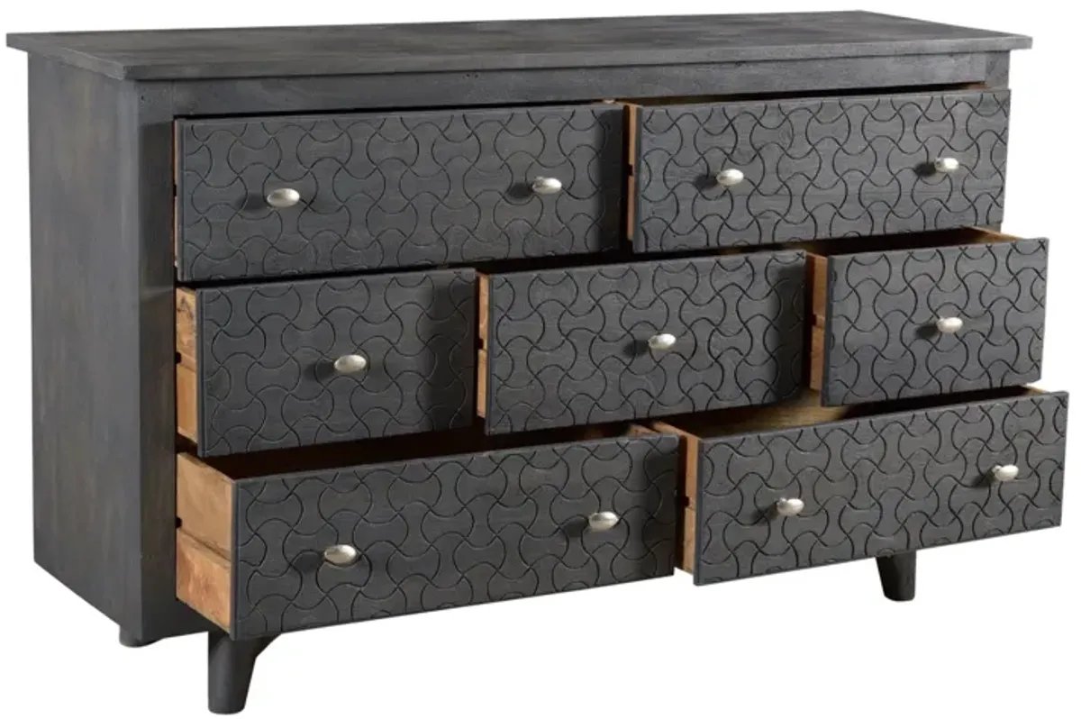 Solid Wood Seven Drawer Triple Dresser - Gray Wash