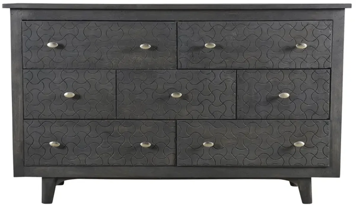 Solid Wood Seven Drawer Triple Dresser - Gray Wash