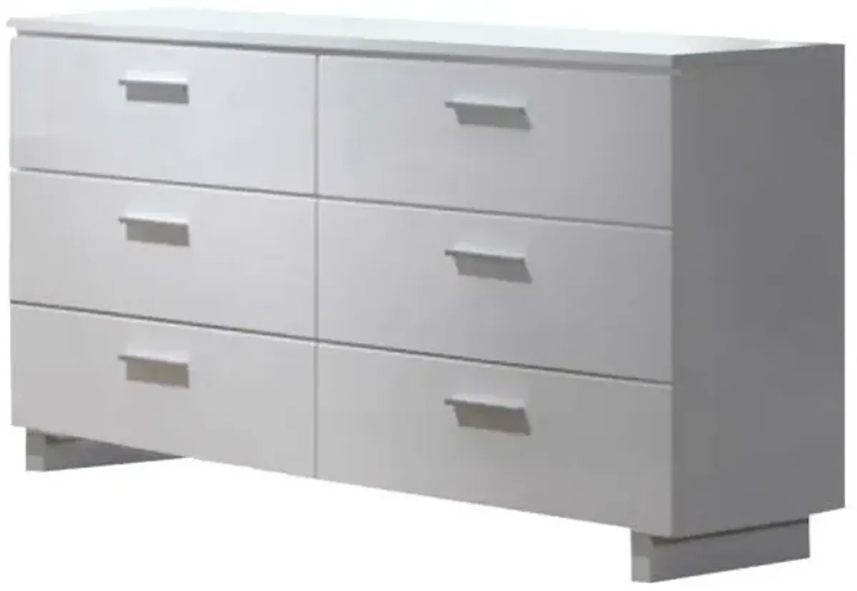 Six Drawer Double Dresser - White