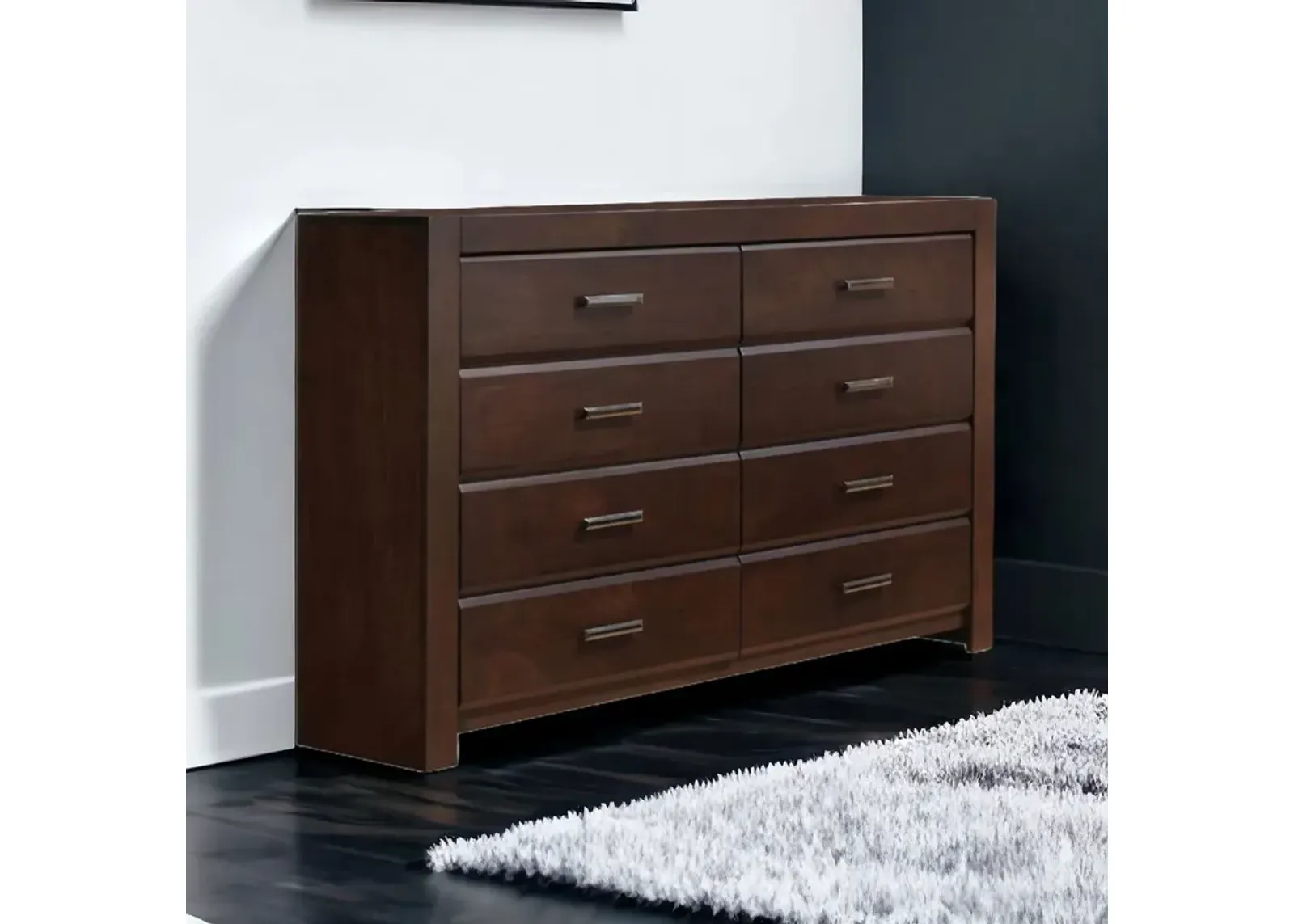 Solid And Manufactured Wood Eight Drawer Double Dresser - Brown