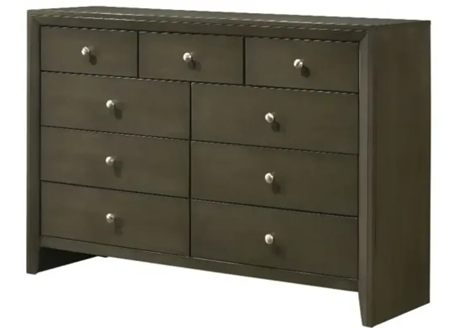 Solid Wooden Nine Drawer Triple Dresser - Gray