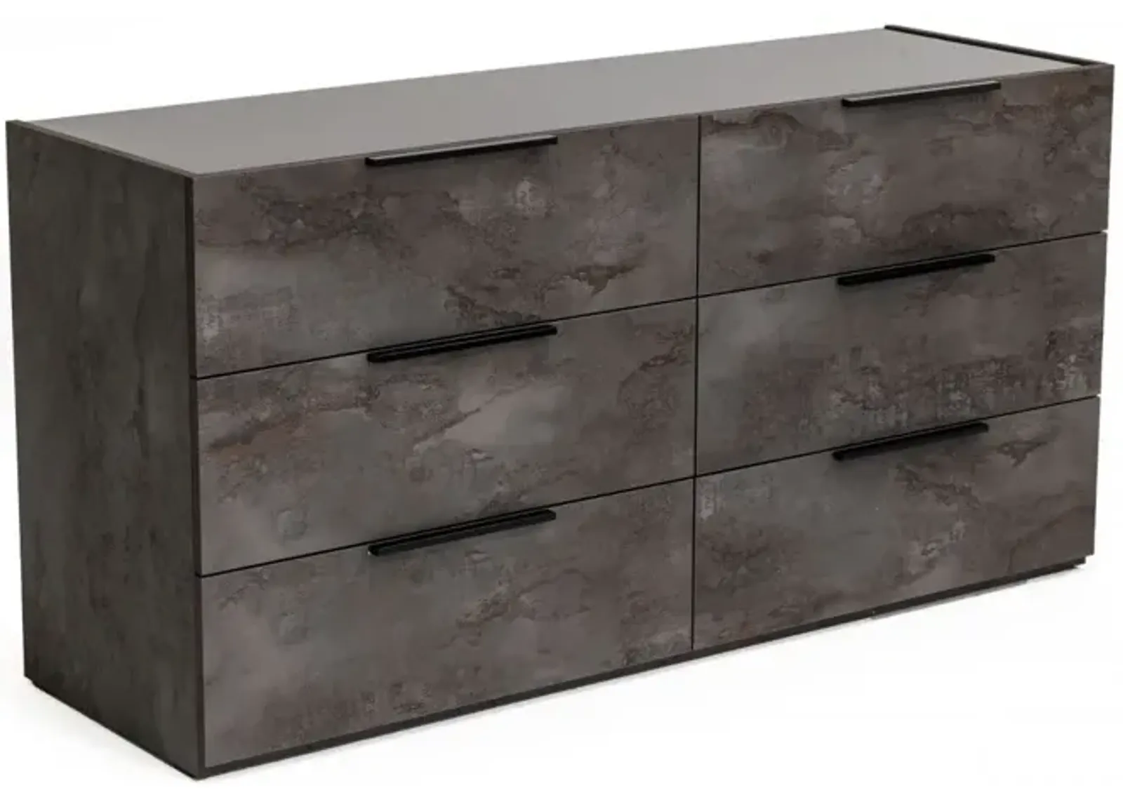 Faux Marble Solid Six Drawer Double Dresser - Gray