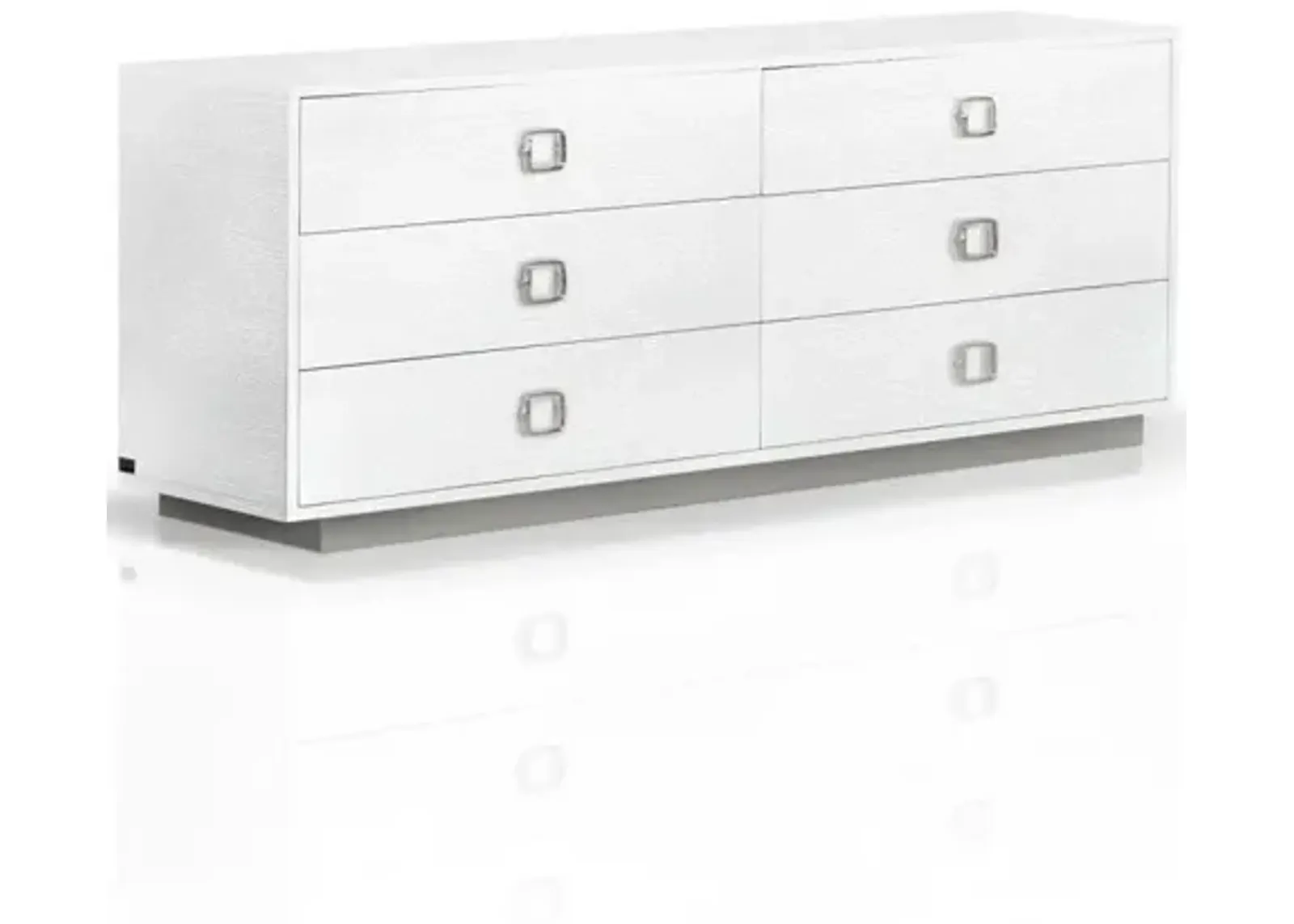 Solid Wood Six Drawer Dresser - White