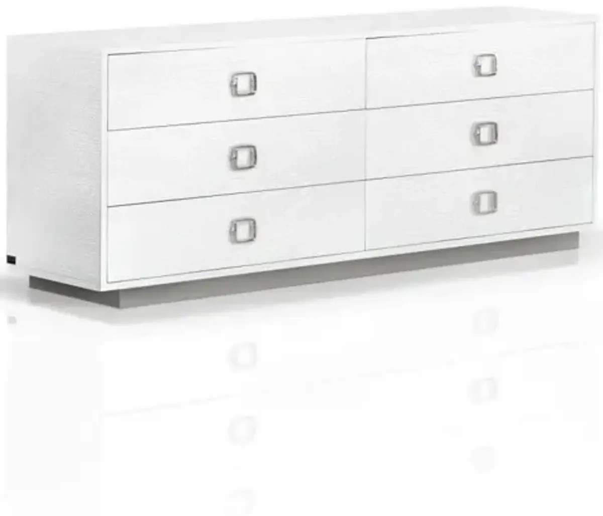 Solid Wood Six Drawer Dresser - White