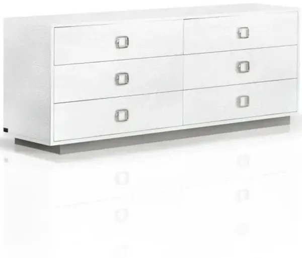 Solid Wood Six Drawer Dresser - White