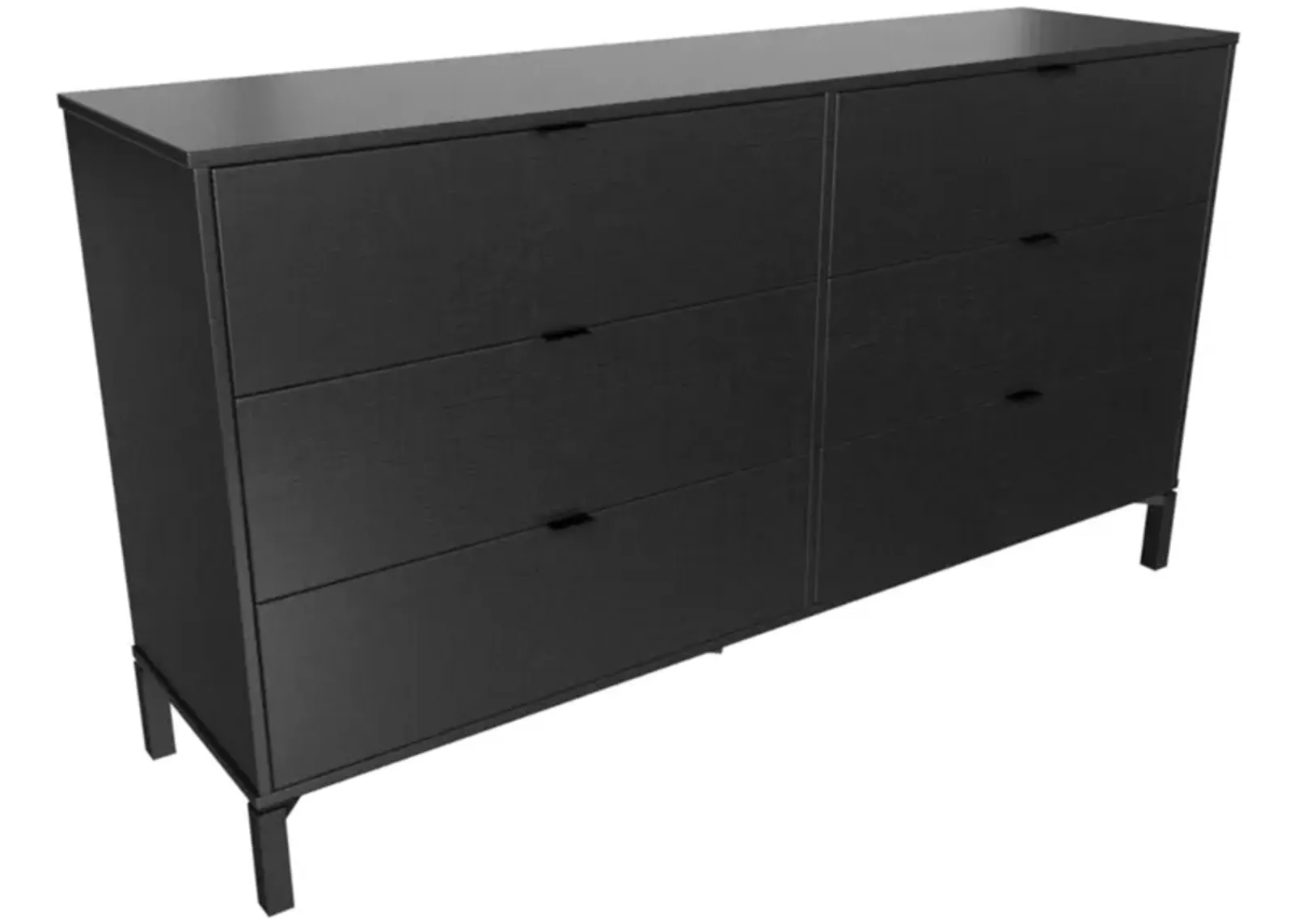 Six Drawer Double Dresser - Black Charcoal