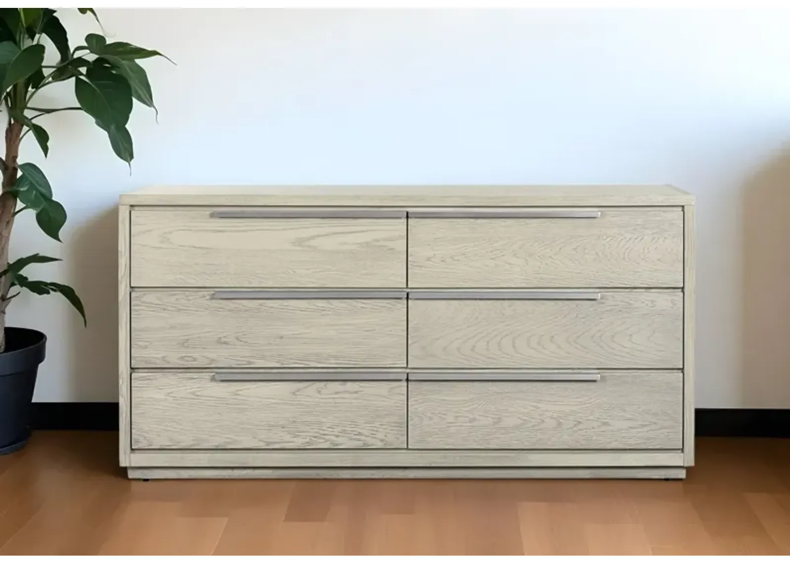 Solid Wood Six Drawer Double Dresser - Gray