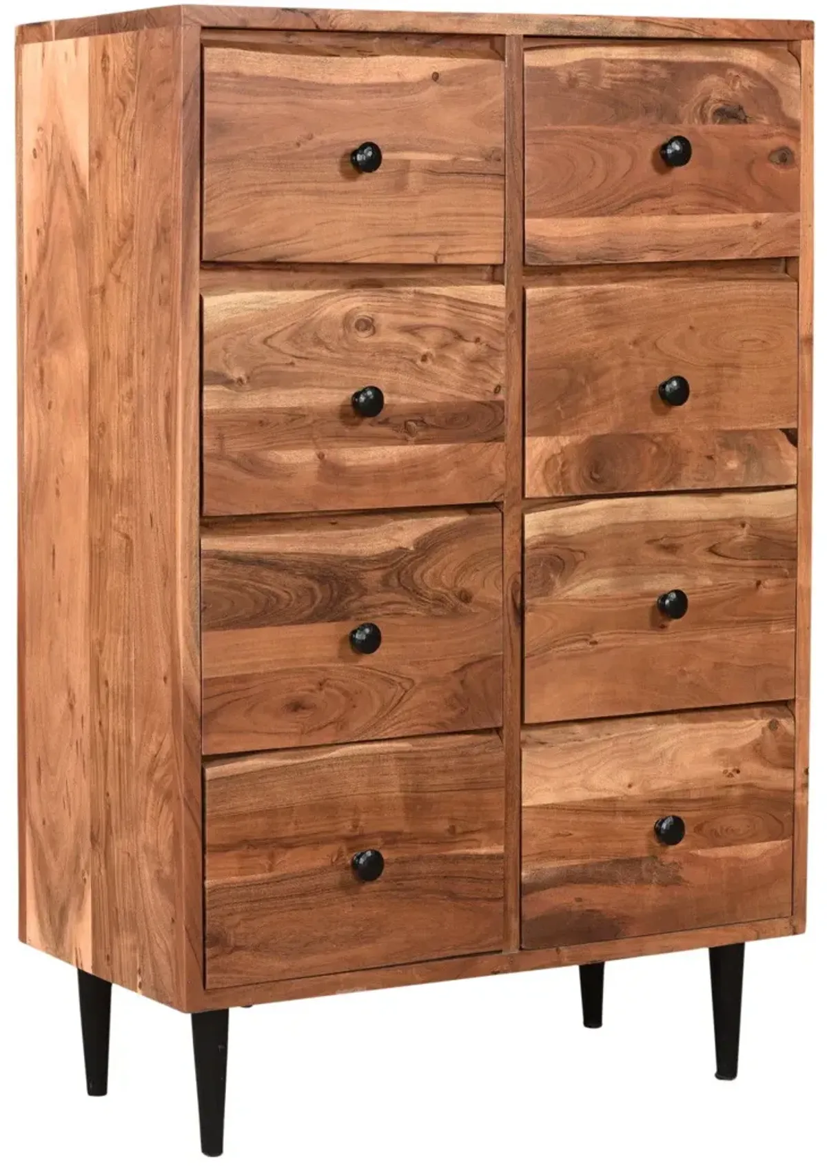 Solid Wood Eight Drawer Chest - Brown