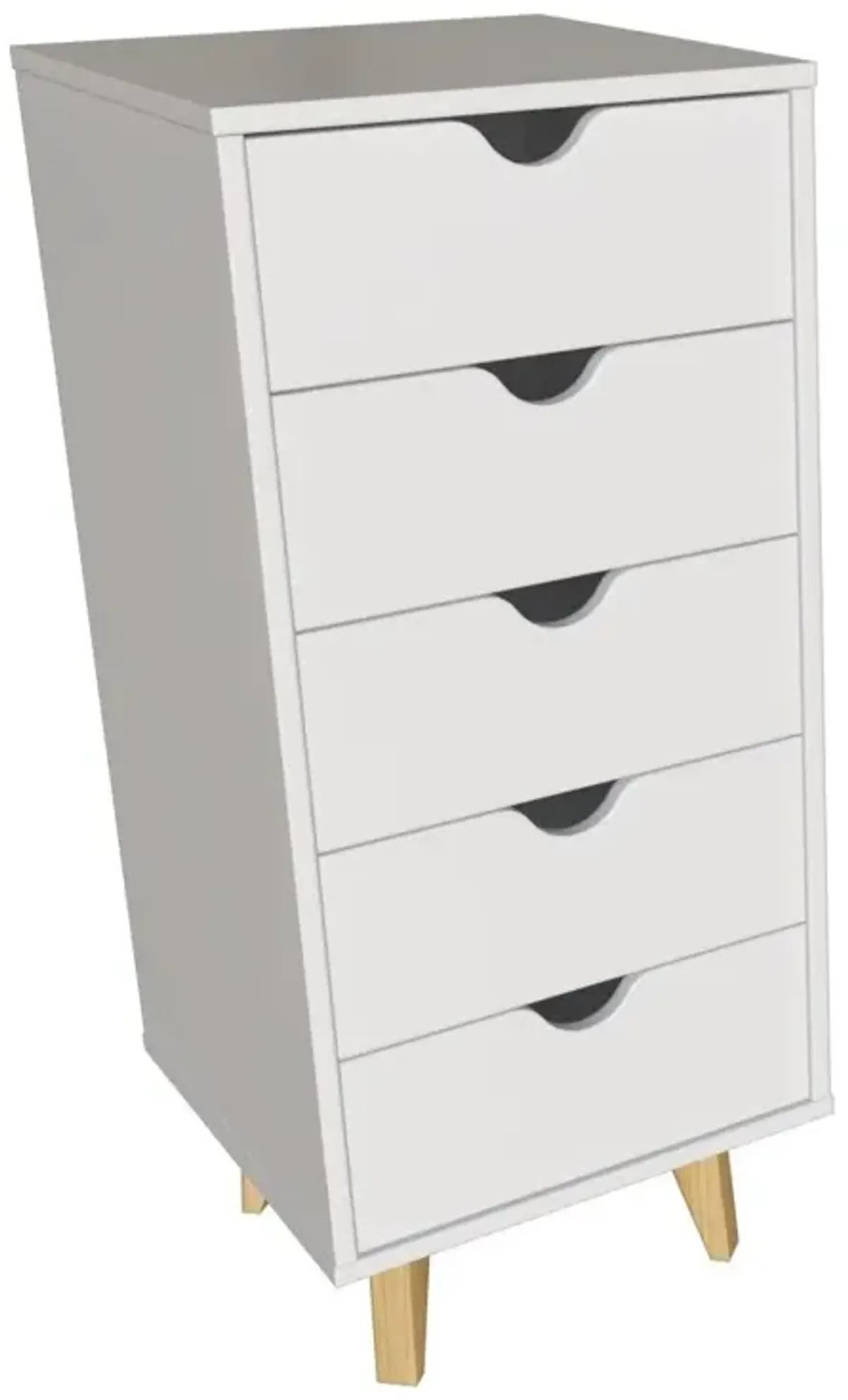 Solid Wood 5 Drawer Lingerie Chest - White