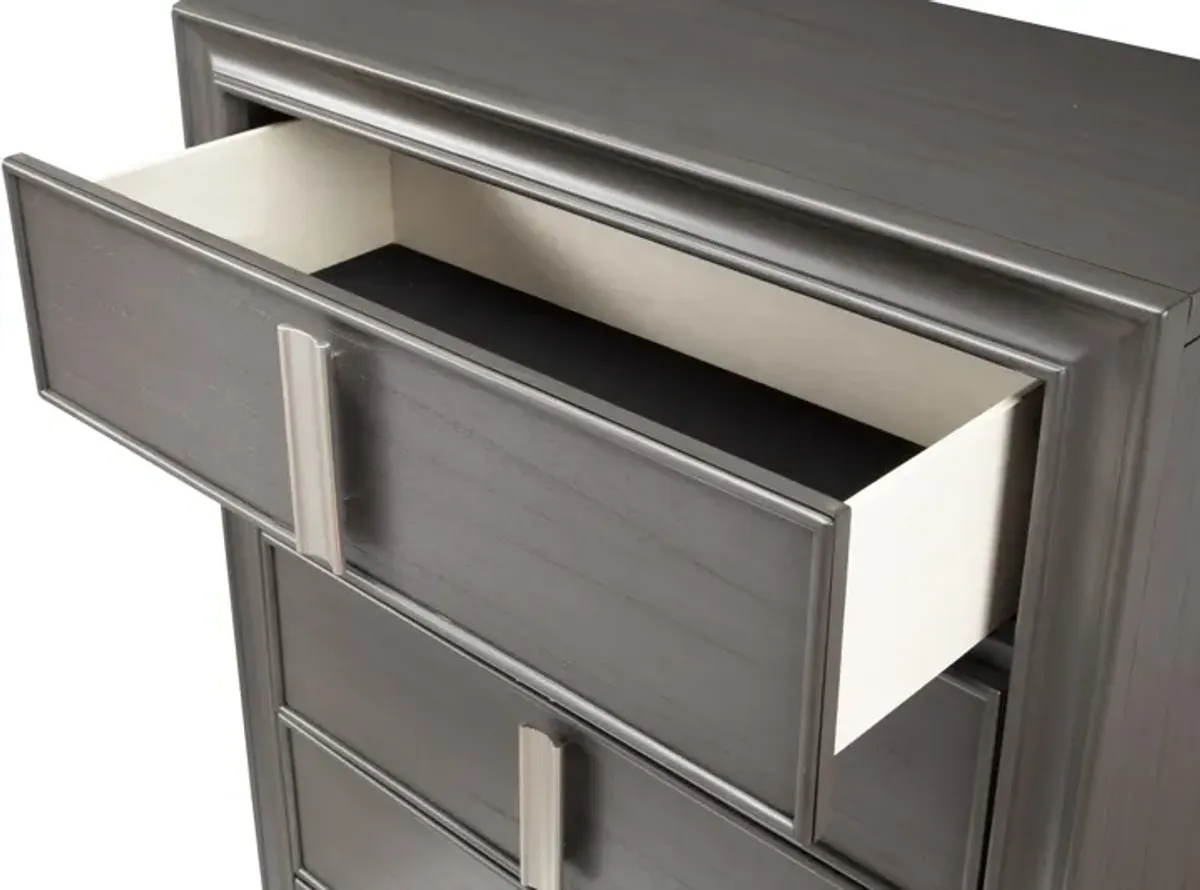 Solid Wood Five Drawer Chest - Gray