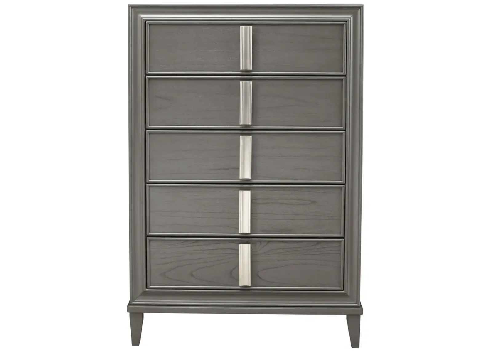 Solid Wood Five Drawer Chest - Gray