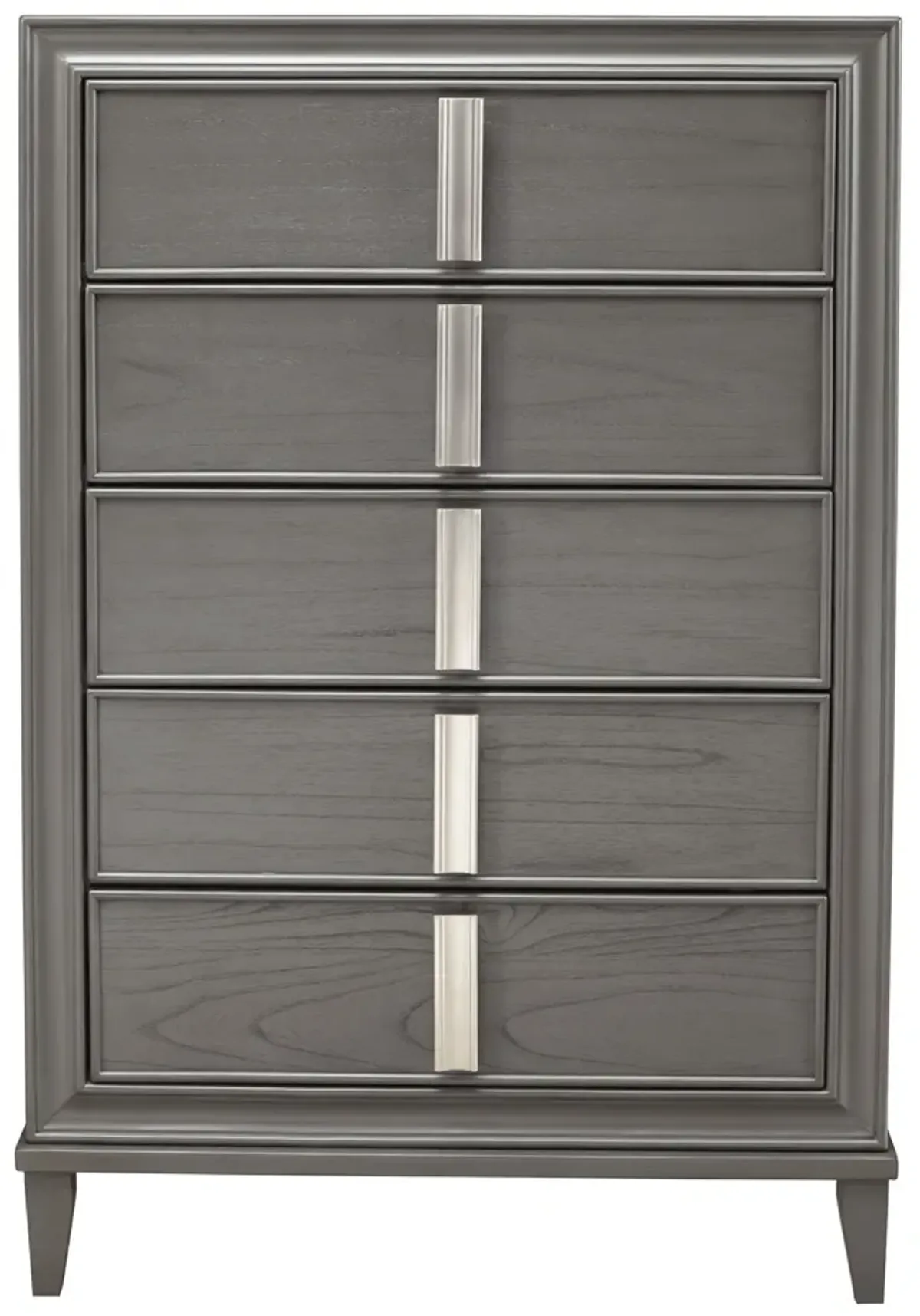 Solid Wood Five Drawer Chest - Gray