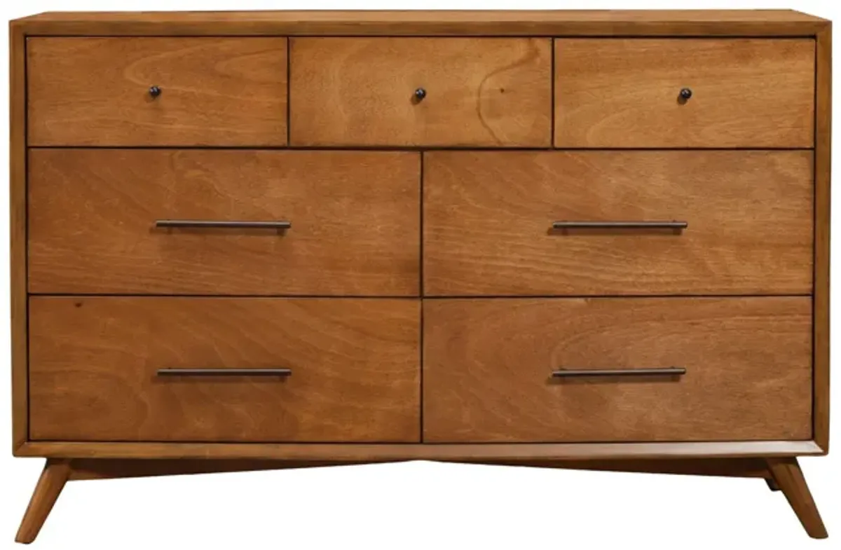 Wood Seven Drawer Double Dresser - Brown