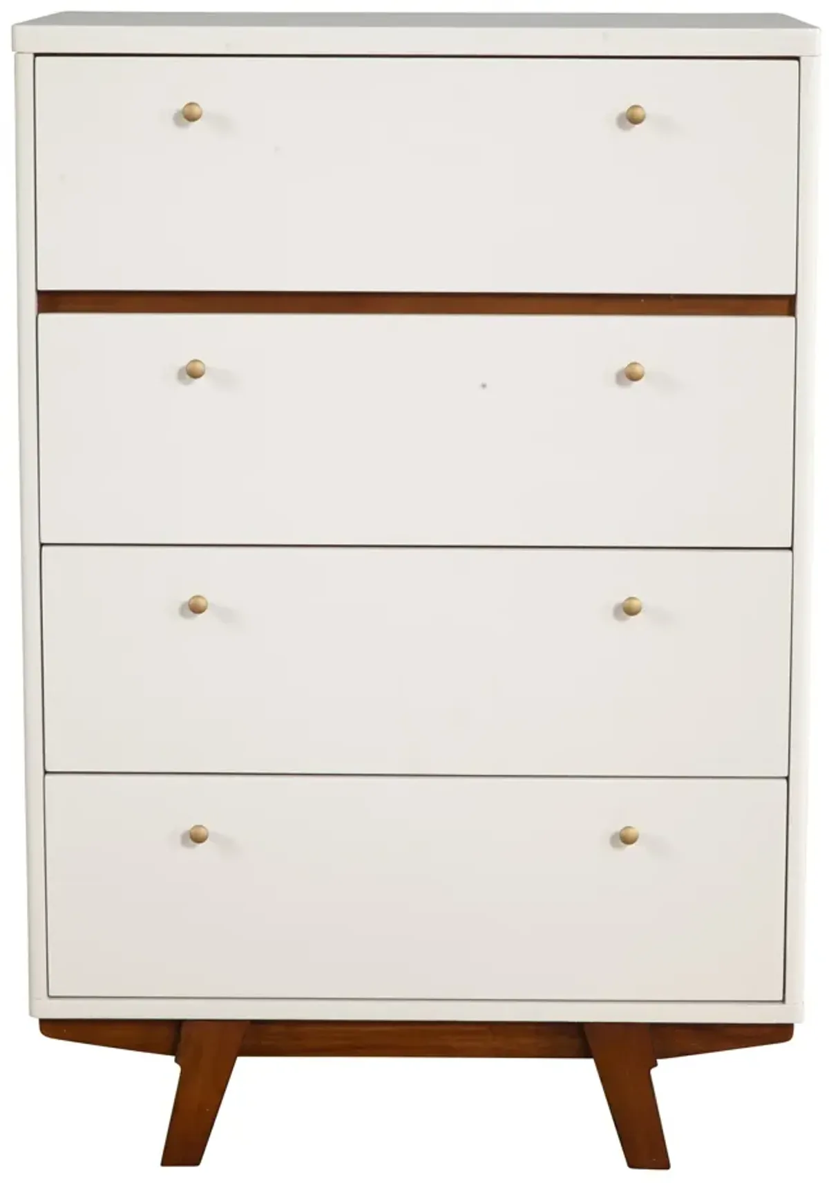 Solid Wood 4 Drawer Chest - Brown / White