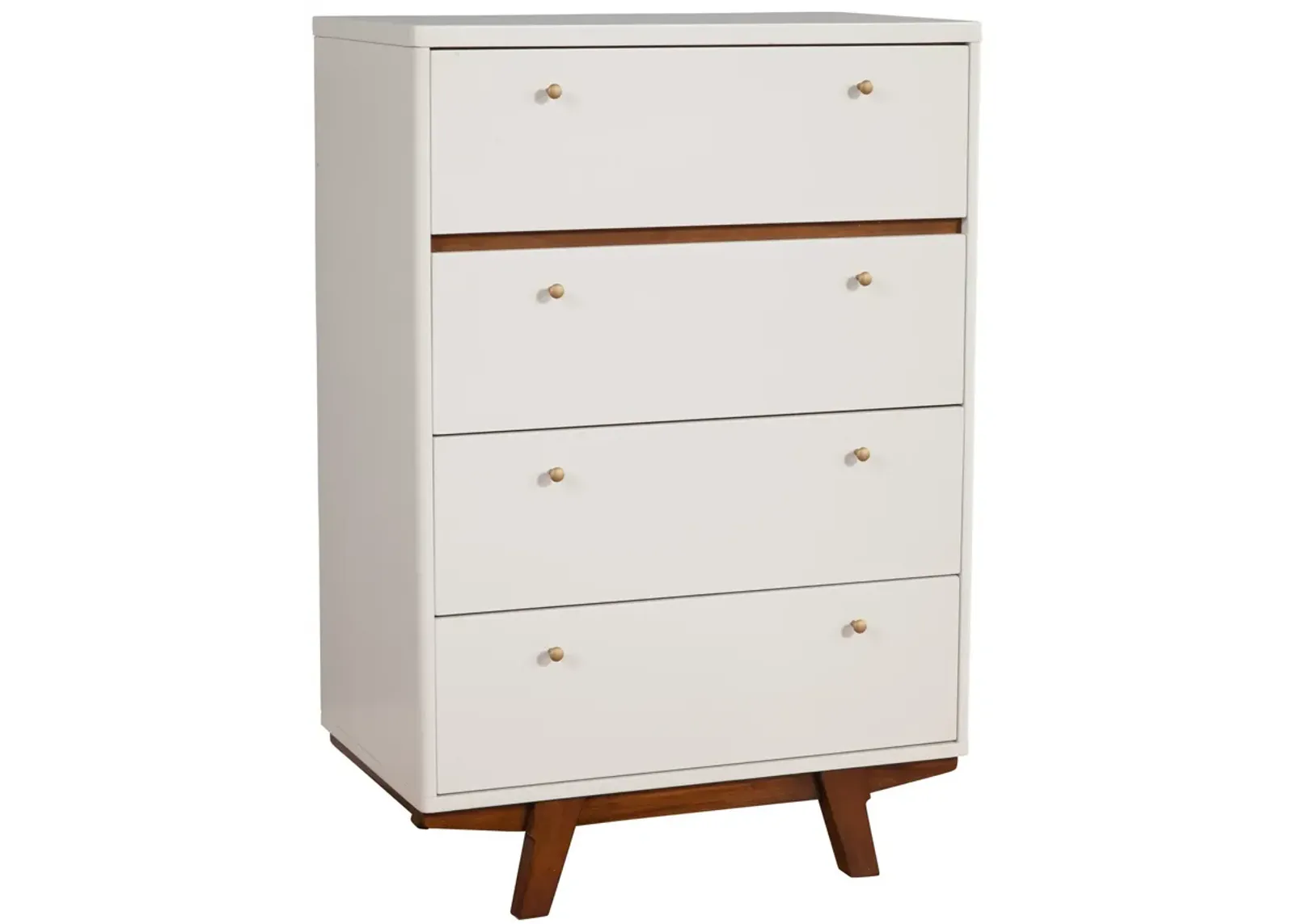 Solid Wood 4 Drawer Chest - Brown / White