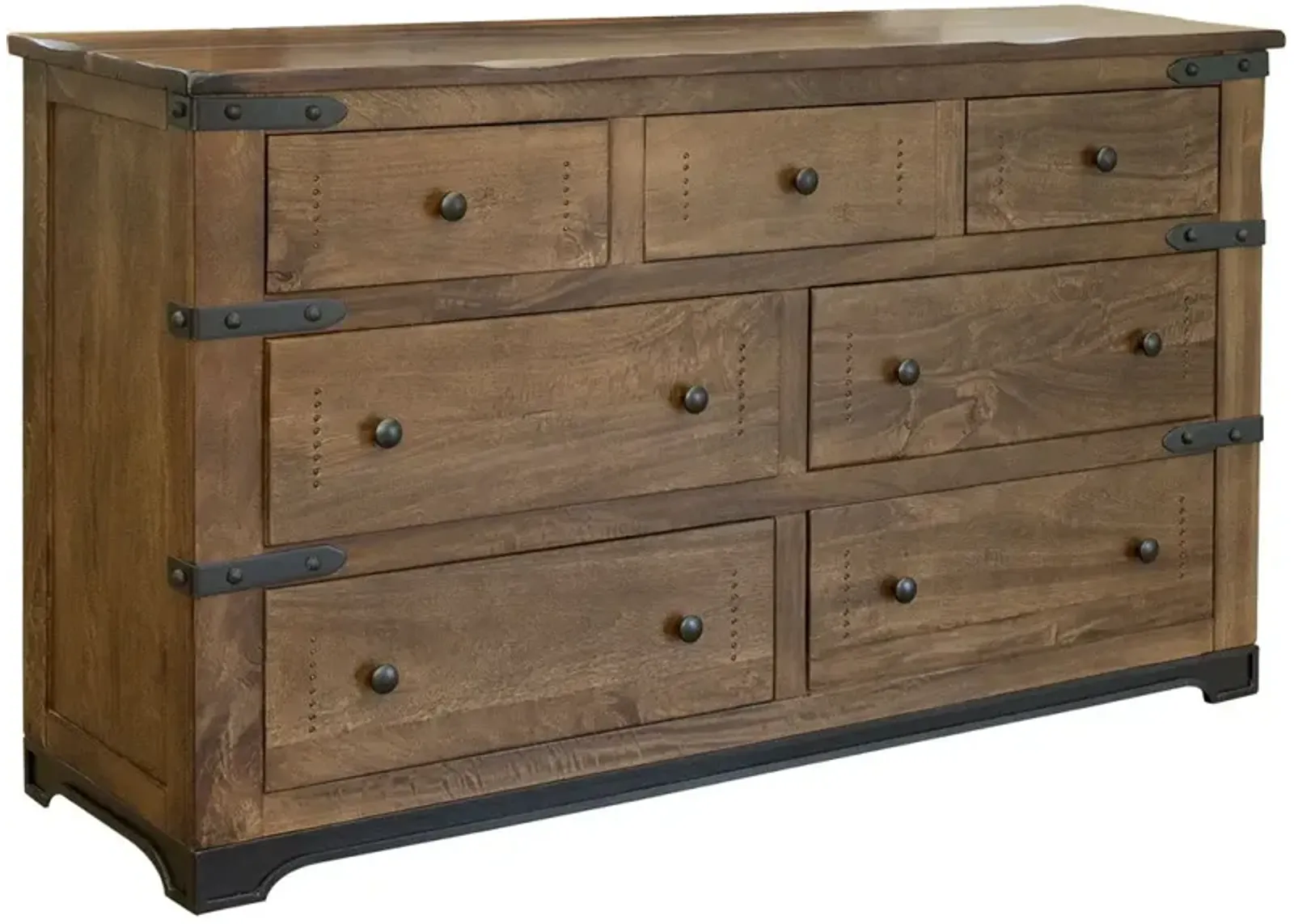 Solid Wood Seven Drawer Triple Dresser - Natural