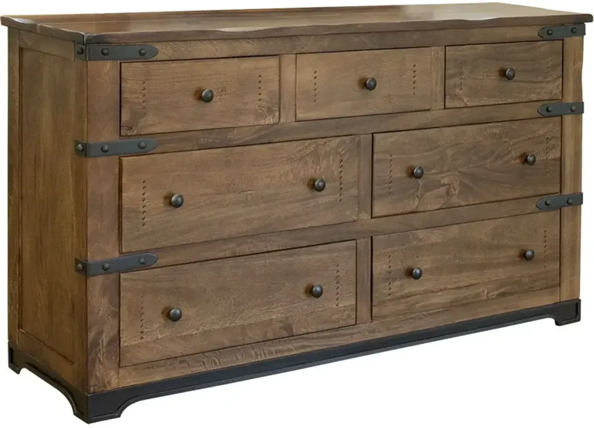 Solid Wood Seven Drawer Triple Dresser - Natural