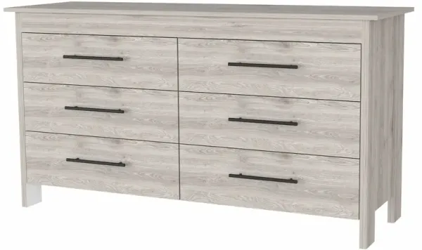 Six Drawer Double Dresser - Light Gray