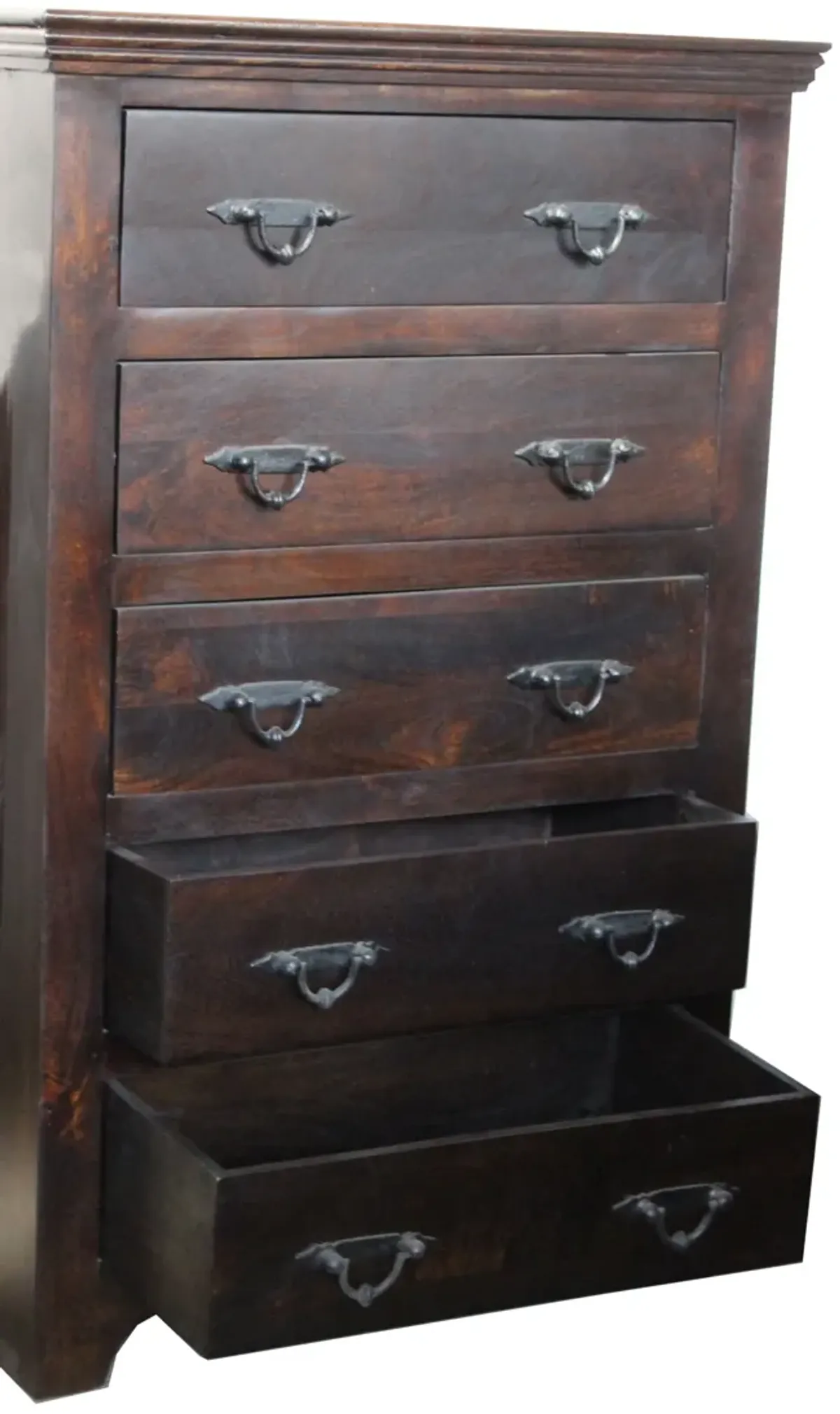 Solid Wood 5 Drawer Dresser - Brown