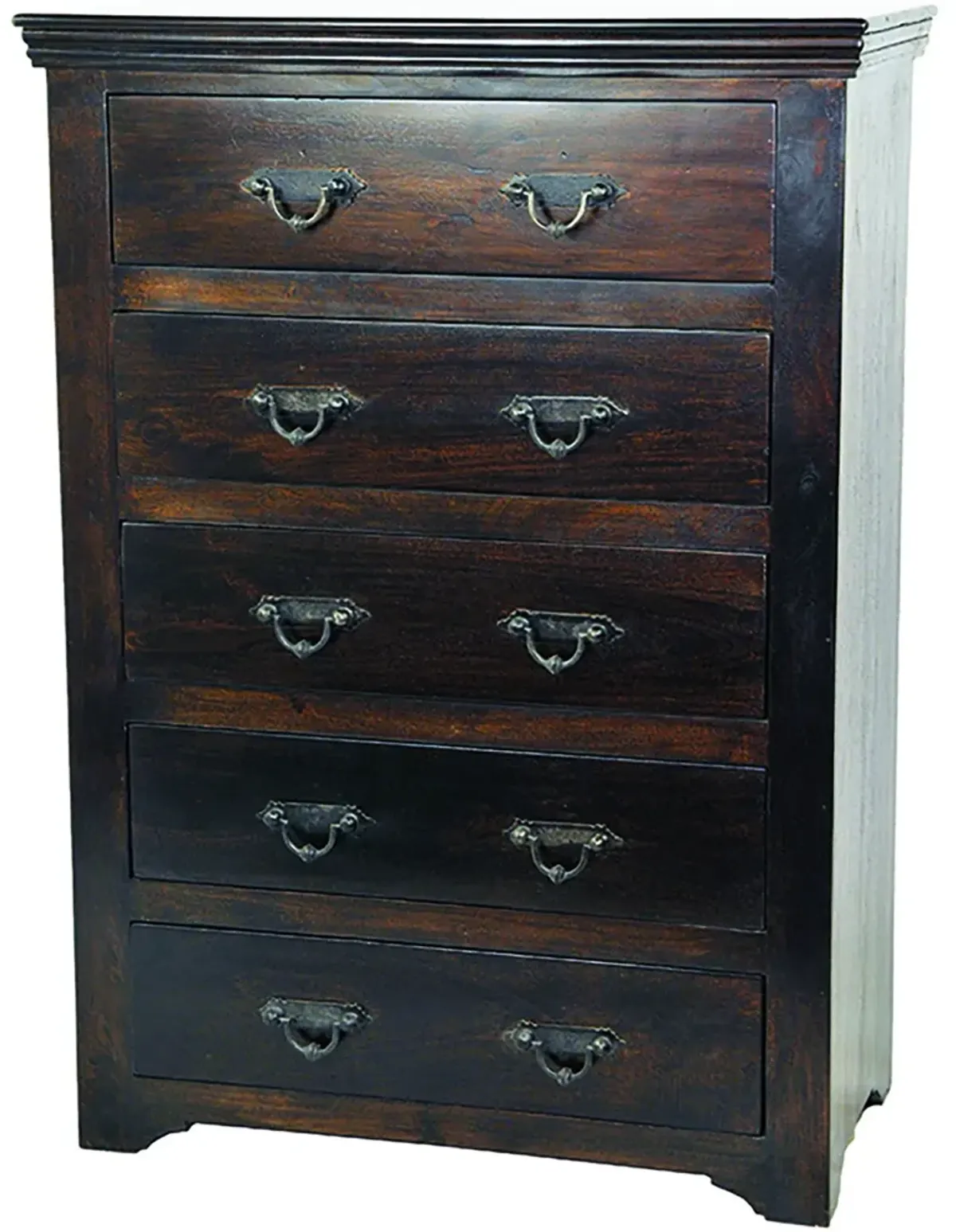 Solid Wood 5 Drawer Dresser - Brown